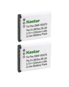 Kastar VBX070 Battery 2 Pack for Pentax D-Li88 Panasonic VW-VBX070 Sanyo DB-L80 DB-L80AU & Pentax Optio H90 P70 P80 W90 WS80 Panasonic HX-DC1 DC2 DC10 DC15 WA10 HM-TA2 TA20 Camera