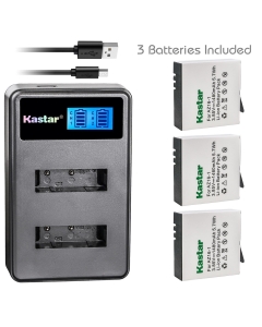 Kastar Battery 3 Pack and LCD Dual Charger for Xiaomi YI AZ16-1, Xiaomi YI AZ16-2 and Xiaomi Yi 4K, Xiaomi Yi 4K+, Xiaomi Yi Lite, Xiaomi YI 360 VR Action Camera