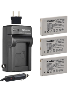 Kastar NP-200 Battery (3-Pack) and Charger Kit for Dimage X Dimage Xg Dimage X6 Dimage Xi Dimage Xt Dimage Xt Biz Cameras