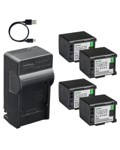 Kastar 4-Pack BP820 Battery and AC & USB-C Charger, Compatible with Canon BP-820 BP-828, for XA10 XA11 XA15 XA20 XA30 XA50 XA70 VIXIA HF G50 G60 G70 GX10 XF400 XF405 Camcorders