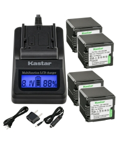 Kastar Fast Charger + VW-VBG260 Battery 4-Pack for AG-AC7 AG-AF100 AG-HMC40 AG-HMC80 AG-HMC150 HDC-HS250 HDC-HS300 HDC-HS700 HDC-SD600 HDC-SD700 HDC-SDT750 HDC-TM300 HDC-TM700 SDR-H80 Camera