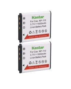 Kastar Battery 2 Pack for Cas NP-110 NP-160 JVC BN-VG212 BN-VG212U and Cas Exilim EX-FC200S EX-Z2000 EX-Z2200 EX-Z2300 EX-Z3000 EX-ZR10 EX-ZR15 EX-ZR20 EX-FC500S EX-ZR50 EX-ZR55