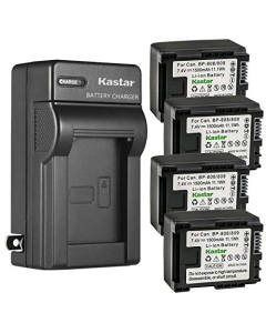 Kastar 4-Pack Battery and AC Wall Charger Replacement for Canon BP-809 BP809 BP-809/B BP-809/S, BP-819 BP819, BP-827 BP827 Battery, Canon CG-800 Charger