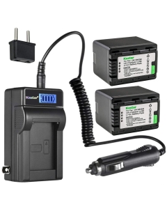 Kastar 2-Pack VW-VBK360 Battery and LCD AC Charger Compatible with Panasonic HC-V10EB-K, HC-V10EB-R, HC-V10EG-K, HC-V10EG-R, HC-V10GK, HC-V10K, HC-V10M, HC-V100, HC-V100K, HC-V100EG-K, HC-V100EG-W