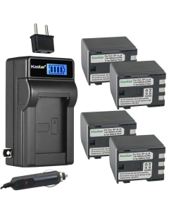 Kastar 4-Pack NB-2L24 BP-2L24 Battery and LCD AC Charger Compatible with Canon VIXIA HV20, VIXIA HV30, VIXIA HV40, ZR100, ZR200, ZR300, ZR400, ZR500, ZR600, ZR700, ZR800, ZR830, ZR850, ZR900, ZR930