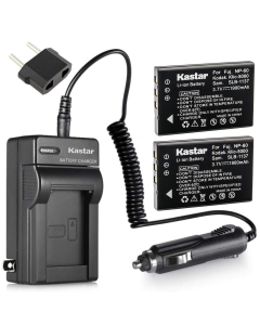 Kastar FNP60 Battery (2-Pack) and Charger Kit for HP PhotoSmart R07 R507 R607 R607v R607xi R707 R707v R707xi R717 R725 R727 R817 R817v R817xi R818 R827 R837 R847 R926 R927 R937 R967