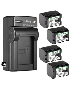 Kastar 4-Pack Battery and AC Wall Charger Replacement for JVC GZ-MG750RUC GZ-MG750U GZ-MG760 GZ-MG980 GZ-MG980-A GZ-MG980-R GZ-MG980-S GZ-MS110 GZ-MS110BEK GZ-MS110BEU GZ-MS110BU GZ-MS110BUC AA-VG1EUM