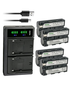 Kastar 4-Pack NP-F550/F570 Battery and LTD2 USB Charger Replacement for DCR-TRV220 DCR-TRV310 DCR-TRV315 DCR-TRV320 DCR-TRV410 DCR-TRV420 DCR-TRV49 DCR-TRV5 DCR-TRV510 DCR-TRV520 DCR-TRV525