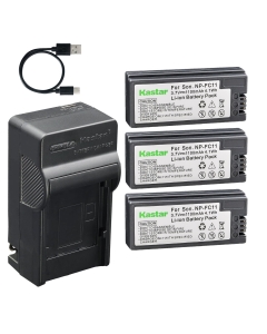 Kastar 3-Pack Battery and AC & USB-C Charger, Compatible with Sony NP-FC10 NP-FC11 BC-VC10 for Cyber-Shot DSC-F77 FX77 P8 P10 P12 V1 Digital Cameras
