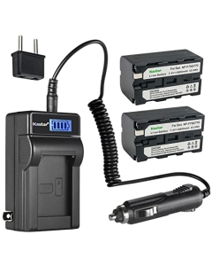 Kastar 2-Pack NP-F770 Battery and LCD AC Charger Compatible with DCR-TRV735 DCR-TRV820 DCR-TRV9 DCR-TRV900 DCR-TV900 DCR-VX1000 DCR-VX2000 DCR-VX2000E DCR-VX2001 DCR-VX2100 DCR-VX2100E