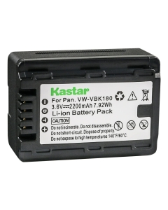 Kastar 1-Pack Battery VW-VBK180 Replacement for Panasonic SDR-H101GK, SDR-H101K, SDR-H101R, SDR-H85, SDR-H85A, SDR-H85K, SDR-H85S, SDR-HS85P, SDR-HS85PC, SDR-H95, SDR-H95K, SDR-S45, SDR-S50A Camera