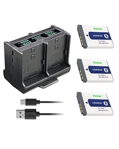 Kastar 3-Pack Battery and Quadruple Charger Compatible with Sony NP-BD1 NP-FD1 Battery, Sony D Type Battery, Sony BC-CSD BC-CS3 Charger