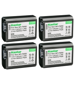 Kastar 4-Pack NP-FW50 Battery Replacement for Sony α7S, a7S, ILCE-7SM2, Alpha 7S II, α7S II, a7S II, ILCE-QX1, ILCE-QX1L, NEX-3, NEX-3N, NEX-5, NEX-5N, NEX-5R, NEX-5T, NEX-6, NEX-7, NEX-C3 Camera