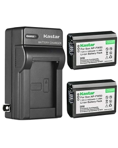Kastar 2-Pack NP-FW50 Battery and AC Wall Charger Replacement for Sony ILCE-5000, alpha α5000, a5000, ILCE-5100, alpha α5100, a5100, ILCE-6000, alpha α6000, a6000, ILCE-6100, alpha α6100, a6100 Camera