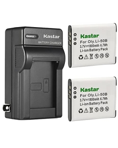 Kastar 2-Pack Battery and AC Wall Charger Replacement for GE GB-50A Battery, GE 10502 PowerFlex 3D, DV1, G100, Imaging J1470S-RD, J1470, J1470 S, J1470S, PJ1, Smart J1470S-SL Cameras