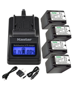 Kastar Fast Charger and Battery (4-Pack) Replacement for Panasonic VW-VBT380 and HC-V180 HC-V201 V210 V250 HC-V380 HC-V510 V520 V550 HC-V710 V720 V750 V770 HC-VX870 HC-VX981 HC-W580 W850 HC-WXF991