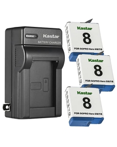 Kastar 3-Pack Battery and AC Wall Charger Replacement for HERO6 Black, Hero 6 HD Black, HERO6 Silver, Hero 6 HD Silver, Hero 5 Action Camera, HERO5 Black, Hero 5 HD Black, HERO5 Silver Action Camera