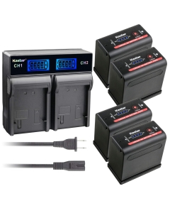 Kastar 4 Battery and LCD Dual Charger Compatible with Canon G10Hi G15Hi G20Hi G30Hi G35Hi G45Hi C2 FV1 DM-MV1 DM-MV10 DM-MV20 E1 E2 E30 E65AS EOS G1000 G1500 G2000 GL-1 GL-2 MV10i MV20i MV100i MV200i