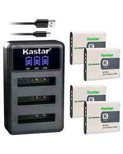 Kastar 4 Pack NP-BK1 Battery and LCD Triple USB Charger Compatible with Sony Webbie MHS-PM1, Bloggie MHS-CM5, Bloggie MHS-PM5, Cyber-Shot DSC-S750, DSC-S780, Cyber-Shot DSC-S950, DSC-S980 Camera