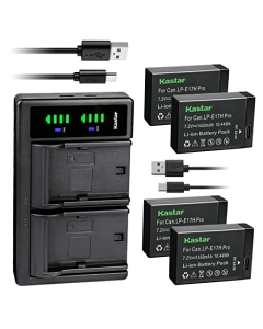 Kastar 4-Pack LP-E17H Pro Battery W/Type-C Cable and AC Wall Charger Compatible with Saramonic VmicLink5 HiFi Wireless Microphone Systems