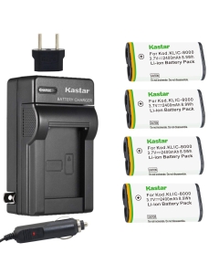 Kastar Battery (4-Pack) and Charger Kit for Kodak KLIC-8000, K8000 Work with Kodak Z1012 is, Z1015 is, Z1085 is, Z1485 is, Z612, Z712 is, Z812 is, Z8612 is Cameras