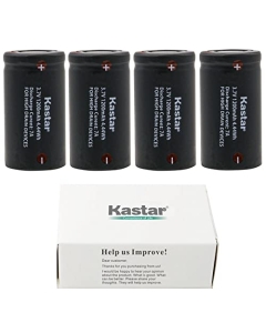 Kastar Battery 4-Pack Replacement for 3.7V 1200mAh Li-ion IMR18350, Flat Top, High Drain 7A Discharge Rechargeable Lithium-ion Battery