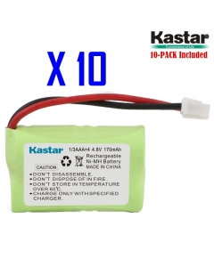 Kastar 10-Pack 4.8V 170mAh Ni-MH Rechargeable Battery for SportDog FR200, SD-400, SD-800, PetSafe Yard & Park Remote Dog Trainer, PDT00-12470 RFA-417 PAC00-12159 FR-200P Collar Receiver Plus Coaster