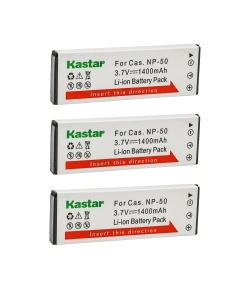 Kastar 3-Pack Battery Replacement for Casio NP-50 CNP-50 CNP50 NP-50DBA Battery, Casio Exilim Hi-Zoom EX-V7, Exilim Hi-Zoom EX-V7SR, Exilim Hi-Zoom EX-V8, Exilim Hi-Zoom EX-V8SR Cameras