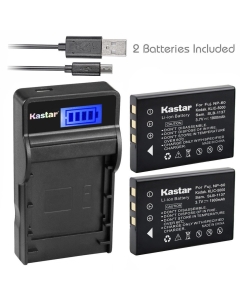 Kastar Battery (X2) & Slim LCD Charger for Samsung SLB-1137 Fujifilm NP-60 Kodak KLIC-5000 Olympus Li-20B & Samsung U-CA3 U-CA4 U-CA401 U-CA5 U-CA501 U-CA505 V10 V700 V800, Olympus AZ-1, AZ-2 + More