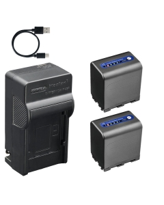 Kastar 2-Pack Battery & AC USB-C Charger Replacement for Sony NP-QM91D QM71D QM50 QM51 QM71 QM91 FM70 FM90, for DCR-TRV250 TRV350 TRV950, DCR-DVD HC PC Camcorders