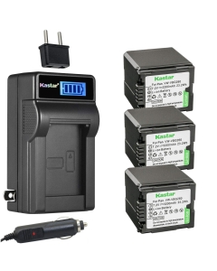 Kastar 3-Pack VW-VBG260 Battery and LCD AC Charger Compatible with Panasonic AG-HMC153MC, AG-HMC155, AG-HMR10, AG-HMR10E, AG-HMR10P, AG-HSC1U, HDC-DX1, HDC-DX1EG-S, HDC-DX1GK, HDC-DX1P, HDC-DX1-S
