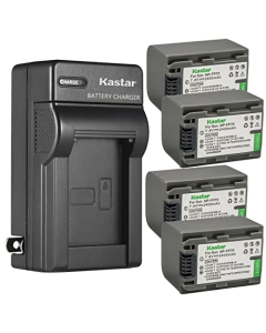 Kastar 4-Pack NP-FP70 / FP71 Battery and AC Wall Charger Replacement for Sony HDR-HC3E, DCR-DVD103, DCR-DVD105, DCR-DVD202, DCR-DVD203, DCR-DVD205, DCR-DVD304, DCR-DVD305, DCR-DVD403 Camera