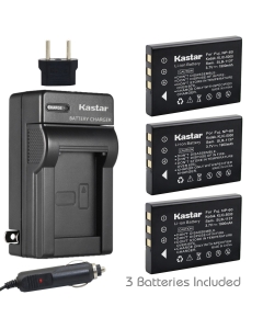 Kastar Battery 3-Pack and Charger for Samsung SLB-1137, Fujifilm NP-60, Kodak KLIC-5000, Olympus Li-20B and Samsung U-CA3, U-CA4, U-CA401, U-CA5, U-CA501, U-CA505, V10, V700, V800, Olympus AZ-1, AZ-2