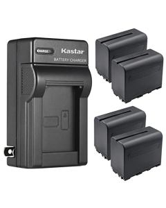 Kastar 4-Pack NP-F960 / NP-F970 Battery and AC Wall Charger Replacement for Feelworld A737 Aluminum 7 Inch On-Camera Monitor, FW278S 7" 1200 cd/m² 3G-SDI On-Camera Monitor