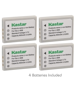Kastar Battery (4-Pack) for Olympus Li-80B and Konica Minolta NP-900 Work with Olympus T-100,t-110,x-36 and Konica Minolta DiMAGE E40, E50, KYOCERA EZ4033 etc. Cameras