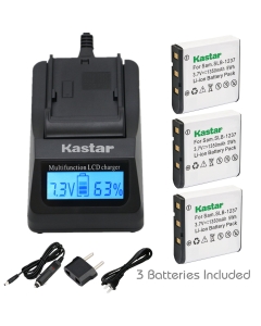 Kastar Fast Charger Kit and SLB1237 Battery (3-Pack) for Samsung SLB-1237 and Digimax L55 Digimax L55W Digimax L85 Epson L500V Cameras