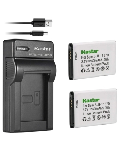 Kastar Battery (X2) & Slim USB Charger for Samsung SLB-1137D Samsung i80 Samsung i85 Samsung i100 Samsung L74 Samsung Wide NV11 Wide NV24HD Wide NV30 Wide NV40 Wide NV100HD Wide NV103 Wide NV106 HD