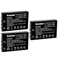 Kastar KLIC-5001 Battery (3-Pack) for Kodak Easyshare P712 P850 P880 Z730 Z760 Z7590 DX6490 DX7440 DX7590 DX7630 Zoom and Sanyo DB-L50 DMX-WH1 HD1010 FH11 HD2000 VPC-WH1 HD2000 HD1010 HD1000