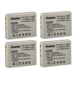 Kastar Battery 4-Pack Replacement for Olympus Li-30B Li30B Battery, Olympus Li-30C Li30C Charger, Olympus Stylus Verve Digital, Stylus Verve Digital S, µ-Mini Digital, µ-Mini Digital S Cameras