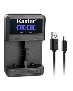 Kastar LCD Dual USB Charger Compatible with Panasonic SDR-H79K, SDR-H79P, SDR-H80, SDR-H80A, SDR-H80K, SDR-H80P, SDR-H80PC, SDR-H80R, Panasonic VW-VBG070, VW-VBG130, VW-VBG260