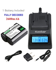 Kastar Ultra Fast Charger(3X Faster) Kit and Battery (1-Pack) for Nik EN-EL15, MH-25 Work with Nik DSLR D750 D7100, D7000, D800E, D800, D610, D600, 1 V1 Cameras