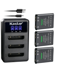 Kastar 3 Pack Battery and LCD Triple USB Charger Compatible with Nikon EN-EL10, MH-63, Coolpix S520 S520B, Coolpix S570, Coolpix S600, Coolpix S700, Coolpix S3000, Coolpix S4000, Coolpix S5100