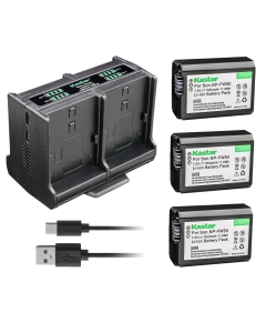 Kastar 3-Pack Battery and Quadruple Charger Compatible with Sony NP-FW50, W Series Battery, NEX/EVF Models Battery, Sony BC-VW1, BC-TRW Charger, Sony VG-C1EM, VG-C2EM Grip