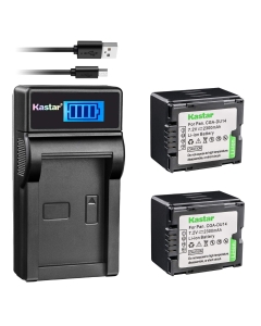 Kastar 2 Battery + LCD Charger Replacement for Panasonic CGA-DU14 NV-GS40 GS44 GS47 GS50 GS55 GS58 PV-GS150 GS200 GS300 GS320 GS400 GS500 SDR-H250 H280 VDR-D258 D300 D308 D310 D400 M74 M75 M95 M250
