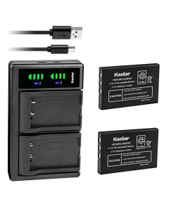 Kastar 2-Pack Battery and LTD2 USB Charger Compatible with DM-Tech DM-AV10, Govideo PVP4040, JNC Multimedia SSF-M2, Multimedia SSF-M20