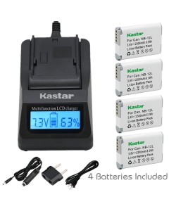 [Fully Decoded] Kastar NB-12L Battery (4-Pack) and Ultra Fast Charger Kit for Canon NB-12L Work for Canon PowerShot G1 X Mark II, Canon PowerShot N103, Canon VIXIA Mini X (LEGRIA Mini X) Cameras