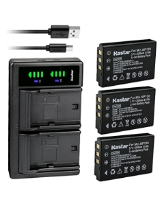 Kastar 3-Pack Battery and LTD2 USB Charger Compatible with Minolta NP-120 Battery, Minolta MN35Z 20MP 35X Bridge Digital Camera