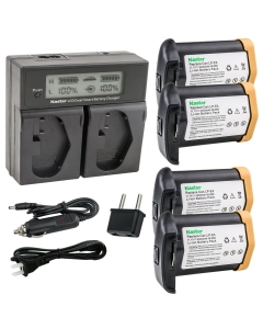 Kastar 4-Pack LPE4 Battery 11.1V 4400mAh and AC LCD Dual Fast Charger Compatible with Canon LP-E4 LPE4, US 5751B002 Battery, Canon LC-E4 LC-E4N Charger, Canon EOS 1D Mark IV, Mark 4 Camera