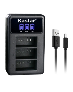 Kastar LCD Triple USB Battery Charger Compatible with GoPro AHDBT-301, AHDBT-302, GoPro HD HERO3 White Edition/Silver Edition, GoPro HD HERO3 Black Edition, GoPro HD HERO3+ Black Edition