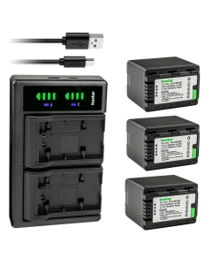 Kastar 3-Pack VW-VBK360 Battery and LTD2 USB Charger Replacement for Panasonic SDR-S70, SDR-S70K, SDR-S70P, SDR-S70PC, SDR-S70R, SDR-S70S, SDR-S71, SDR-S71GK, SDR-S71P, SDR-S71PC, SDR-S71K, SDR-T50